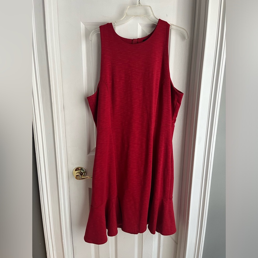 Red Dress with exposed gold zipper